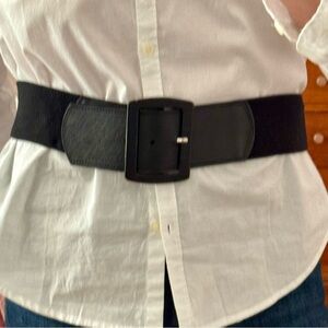 Calvin Klein Black Stretch Belt Leather & Elastic Size L/XL